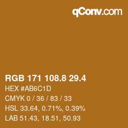 カラーコード: RGB 171 108.8 29.4 | qconv.com