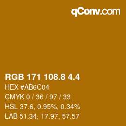 カラーコード: RGB 171 108.8 4.4 | qconv.com