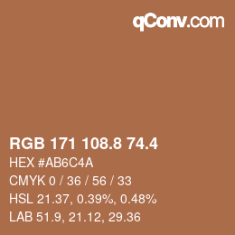 カラーコード: RGB 171 108.8 74.4 | qconv.com