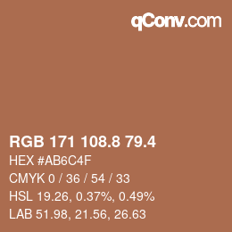 カラーコード: RGB 171 108.8 79.4 | qconv.com