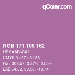 カラーコード: RGB 171 108 162 | qconv.com