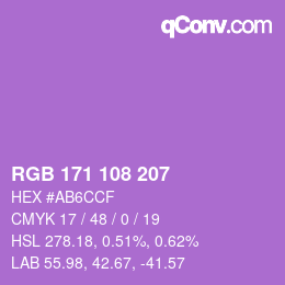 Color code: RGB 171 108 207 | qconv.com