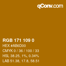 Color code: RGB 171 109 0 | qconv.com