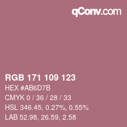 Color code: RGB 171 109 123 | qconv.com