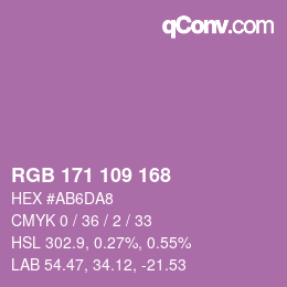 Código de color: RGB 171 109 168 | qconv.com