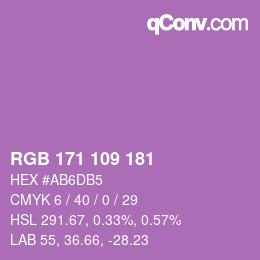 Color code: RGB 171 109 181 | qconv.com