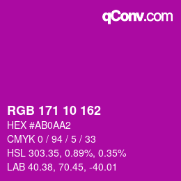 カラーコード: RGB 171 10 162 | qconv.com