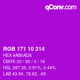 カラーコード: RGB 171 10 214 | qconv.com