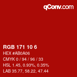 Color code: RGB 171 10 6 | qconv.com