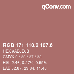 カラーコード: RGB 171 110.2 107.6 | qconv.com