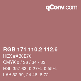 カラーコード: RGB 171 110.2 112.6 | qconv.com