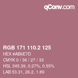 カラーコード: RGB 171 110.2 125 | qconv.com