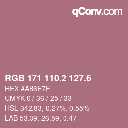 カラーコード: RGB 171 110.2 127.6 | qconv.com