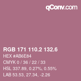 カラーコード: RGB 171 110.2 132.6 | qconv.com
