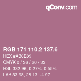 カラーコード: RGB 171 110.2 137.6 | qconv.com