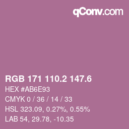 カラーコード: RGB 171 110.2 147.6 | qconv.com