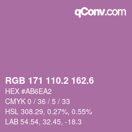 カラーコード: RGB 171 110.2 162.6 | qconv.com