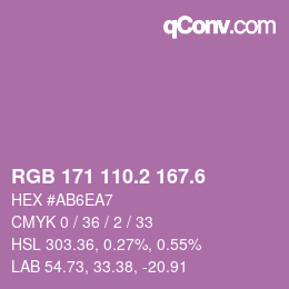 カラーコード: RGB 171 110.2 167.6 | qconv.com