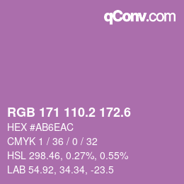 カラーコード: RGB 171 110.2 172.6 | qconv.com