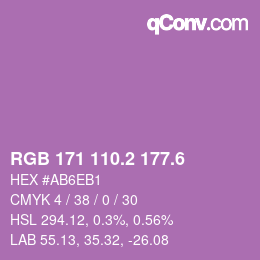 カラーコード: RGB 171 110.2 177.6 | qconv.com