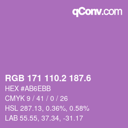 カラーコード: RGB 171 110.2 187.6 | qconv.com