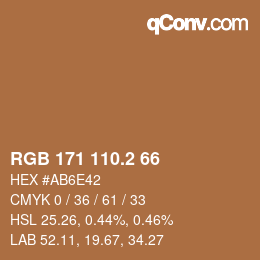 カラーコード: RGB 171 110.2 66 | qconv.com