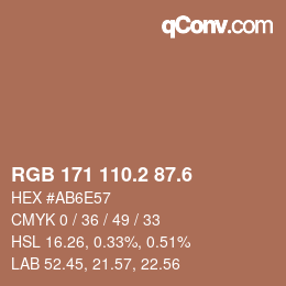 カラーコード: RGB 171 110.2 87.6 | qconv.com