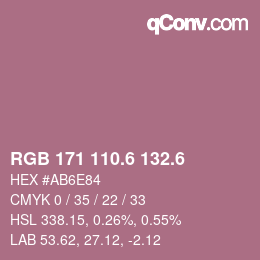 カラーコード: RGB 171 110.6 132.6 | qconv.com