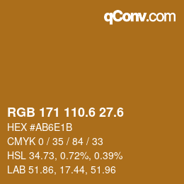 カラーコード: RGB 171 110.6 27.6 | qconv.com