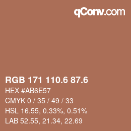 カラーコード: RGB 171 110.6 87.6 | qconv.com