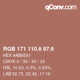 カラーコード: RGB 171 110.6 97.6 | qconv.com