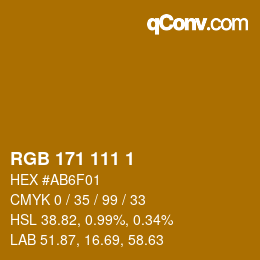 Color code: RGB 171 111 1 | qconv.com