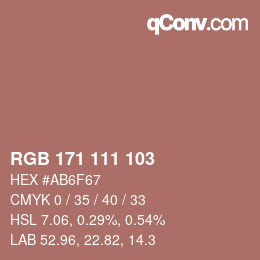 颜色代码: RGB 171 111 103 | qconv.com