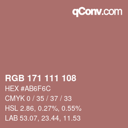 カラーコード: RGB 171 111 108 | qconv.com