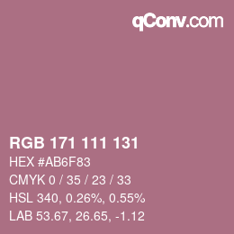 Color code: RGB 171 111 131 | qconv.com