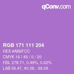 Color code: RGB 171 111 204 | qconv.com