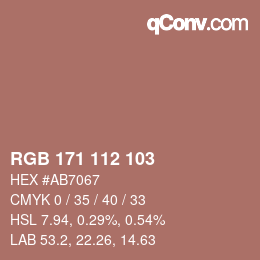 Color code: RGB 171 112 103 | qconv.com