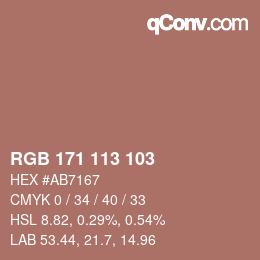 Color code: RGB 171 113 103 | qconv.com