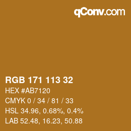 Color code: RGB 171 113 32 | qconv.com