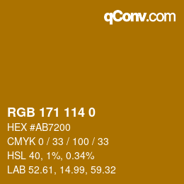 Color code: RGB 171 114 0 | qconv.com