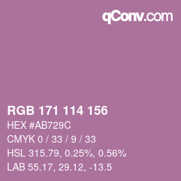 カラーコード: RGB 171 114 156 | qconv.com