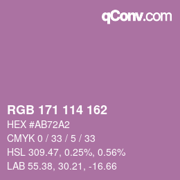颜色代码: RGB 171 114 162 | qconv.com