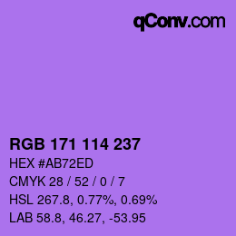 カラーコード: RGB 171 114 237 | qconv.com