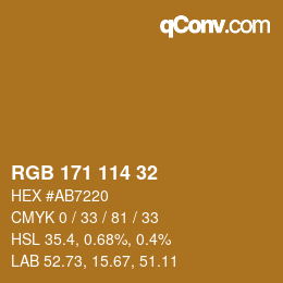 Color code: RGB 171 114 32 | qconv.com