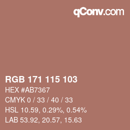 Color code: RGB 171 115 103 | qconv.com