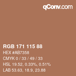 Color code: RGB 171 115 88 | qconv.com