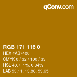 カラーコード: RGB 171 116 0 | qconv.com
