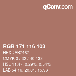 Color code: RGB 171 116 103 | qconv.com