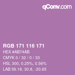 カラーコード: RGB 171 116 171 | qconv.com