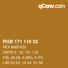 Color code: RGB 171 116 32 | qconv.com